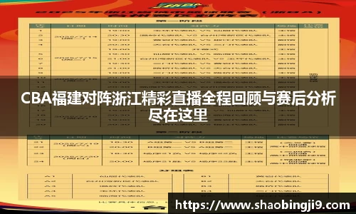 CBA福建对阵浙江精彩直播全程回顾与赛后分析尽在这里